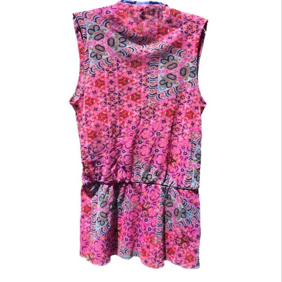 Piper & Sparrow -1508 Nylon Mesh Peplum Top Sleeveless Hot Pink‎ Small - Picture 2 of 6